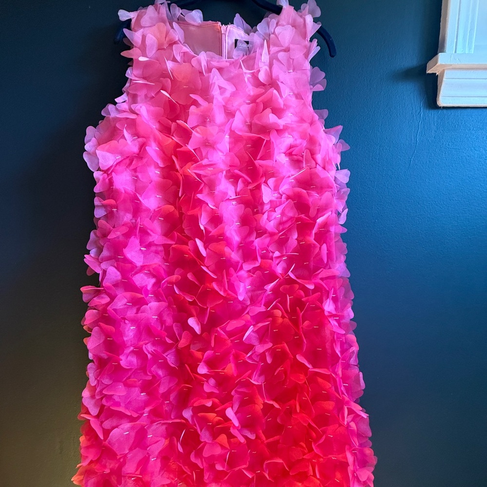 Bright Pink Floral Petal Shift Dress